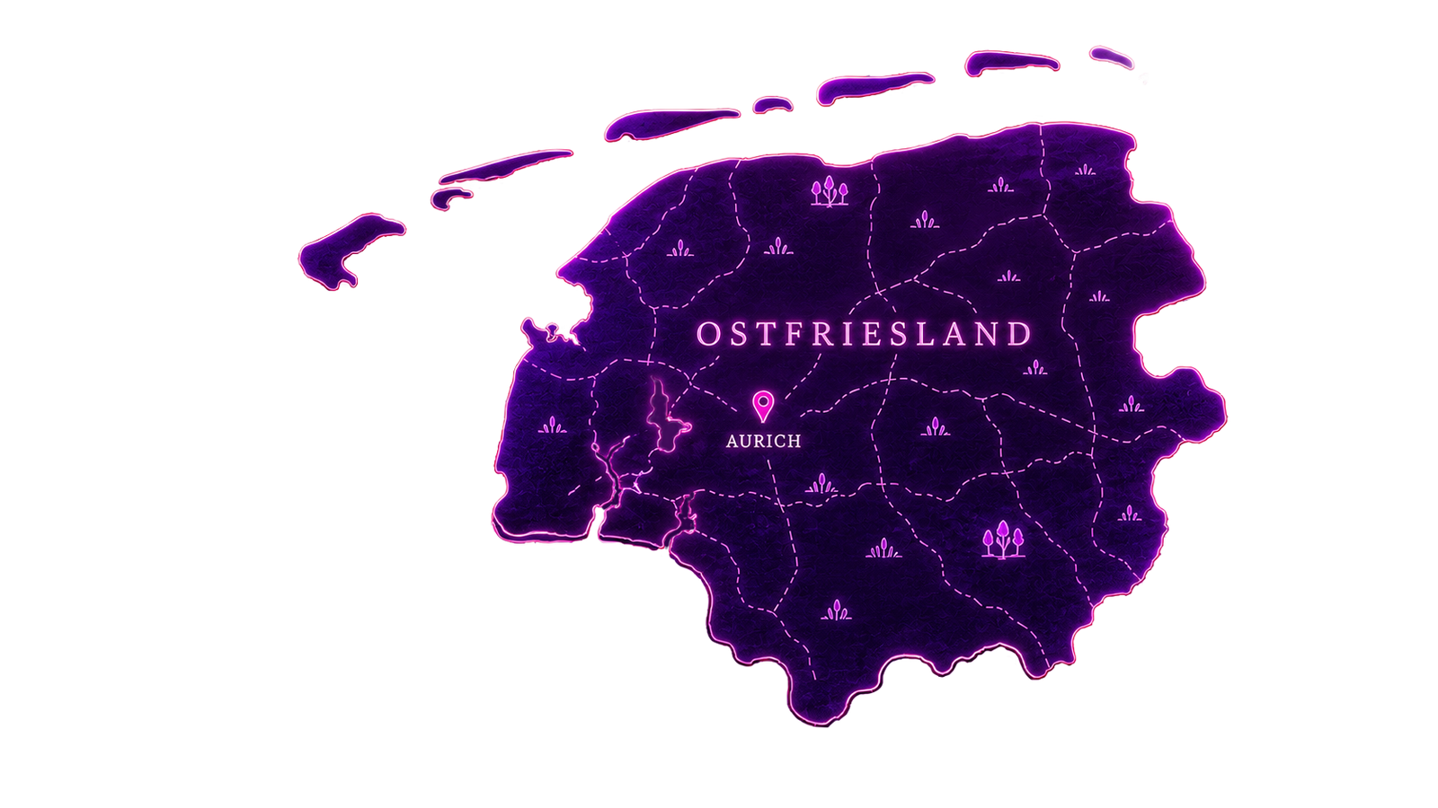 Kartenansicht mit Ostfriesland als Einzugsgebiet